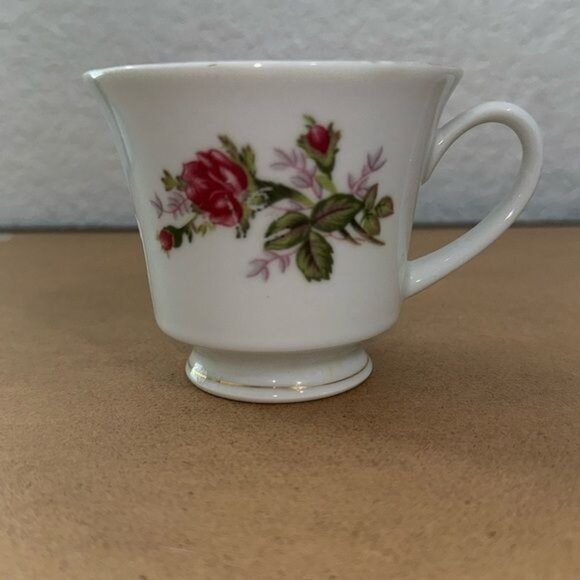 Vintage Pink Rose Floral Coffee/Tea Cups Made In China - Picture 2 of 6